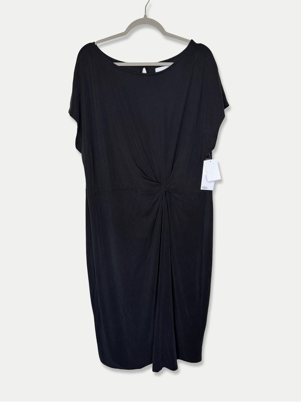 NWT Nordstrom Rack Midi Dress 3X Black Front Twist